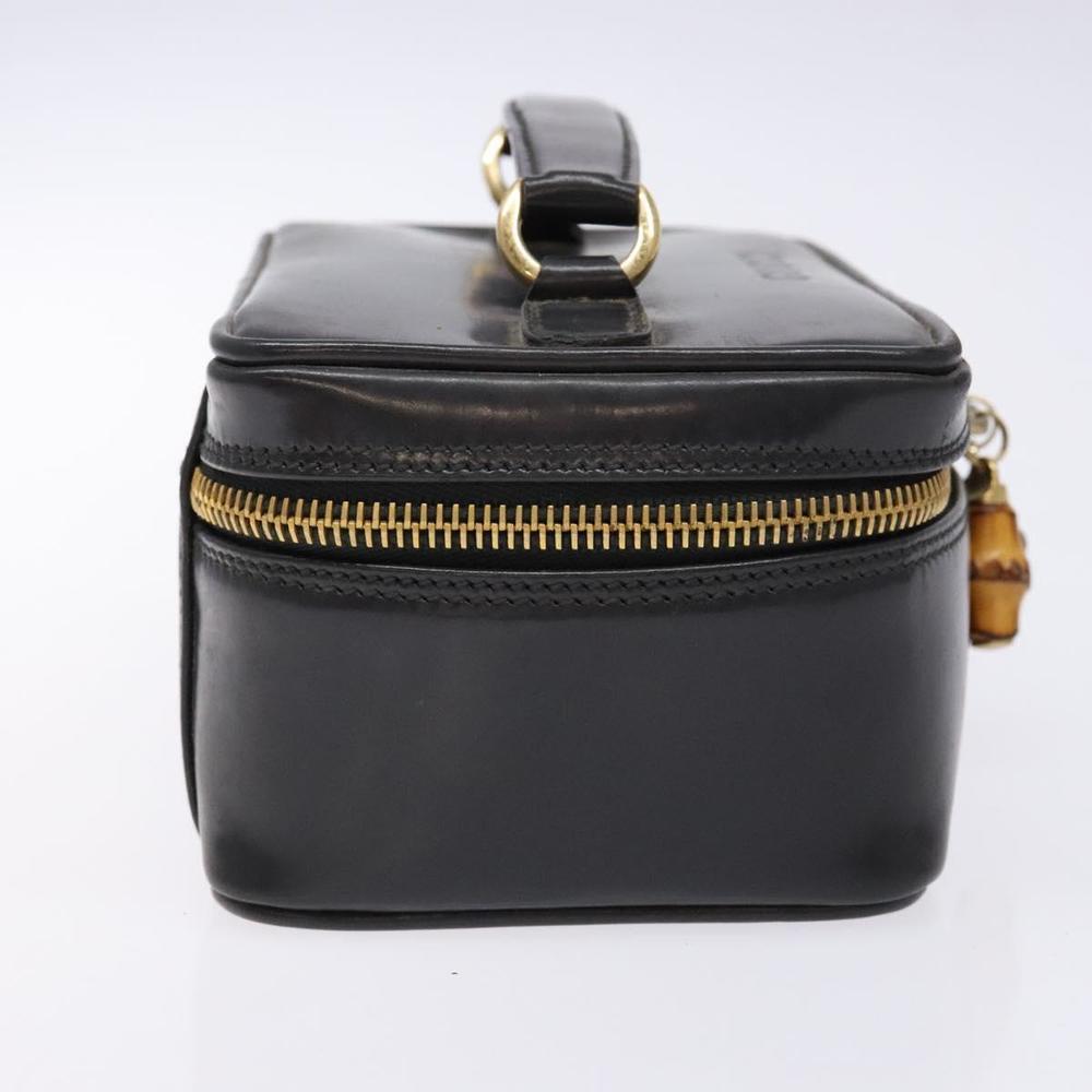 GUCCI Bamboo Vanity Hand Bag Patent leather Navy Gold 032 1705 0151 Auth 139591 - Picture 4 of 16